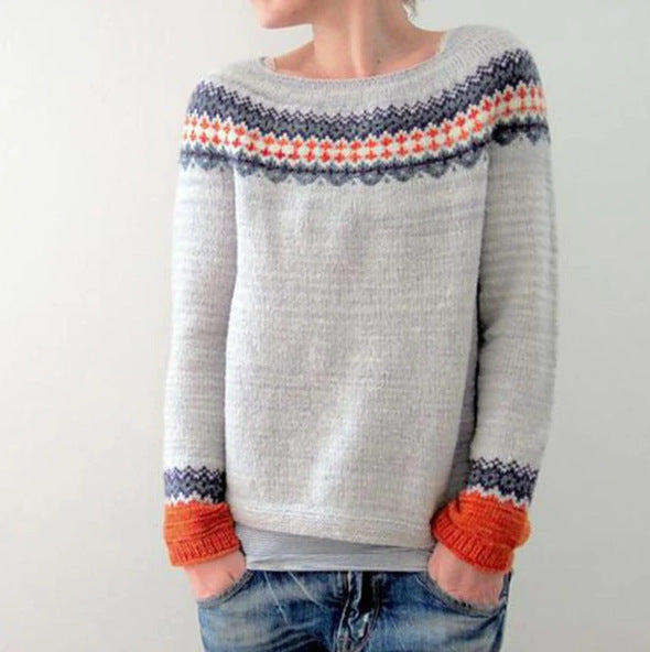 Nora | Women's Fair Isle Crew Neck Long Sleeve Sweater