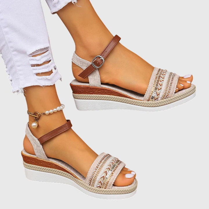 Paloma | Women's Sequin Beaded Orthopedic Platform Wedge Sandals
