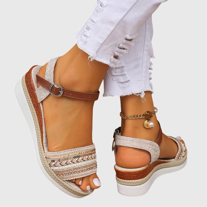 Paloma | Women's Sequin Beaded Orthopedic Platform Wedge Sandals