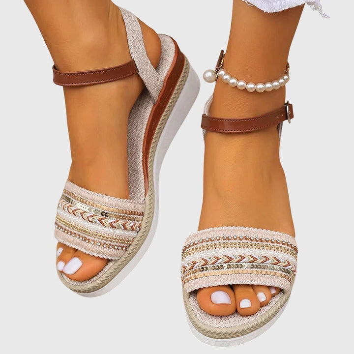 Paloma | Women's Sequin Beaded Orthopedic Platform Wedge Sandals