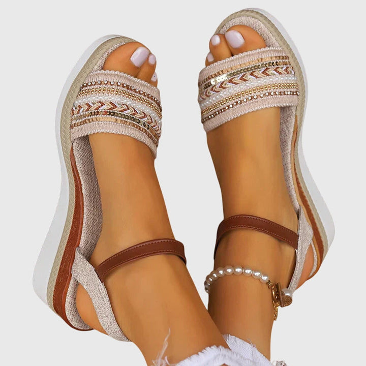 Paloma | Women's Sequin Beaded Orthopedic Platform Wedge Sandals