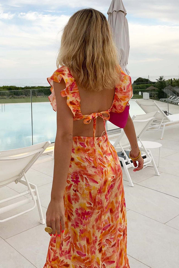 Bethany | Floral Elegant Ruffle Maxi Dress