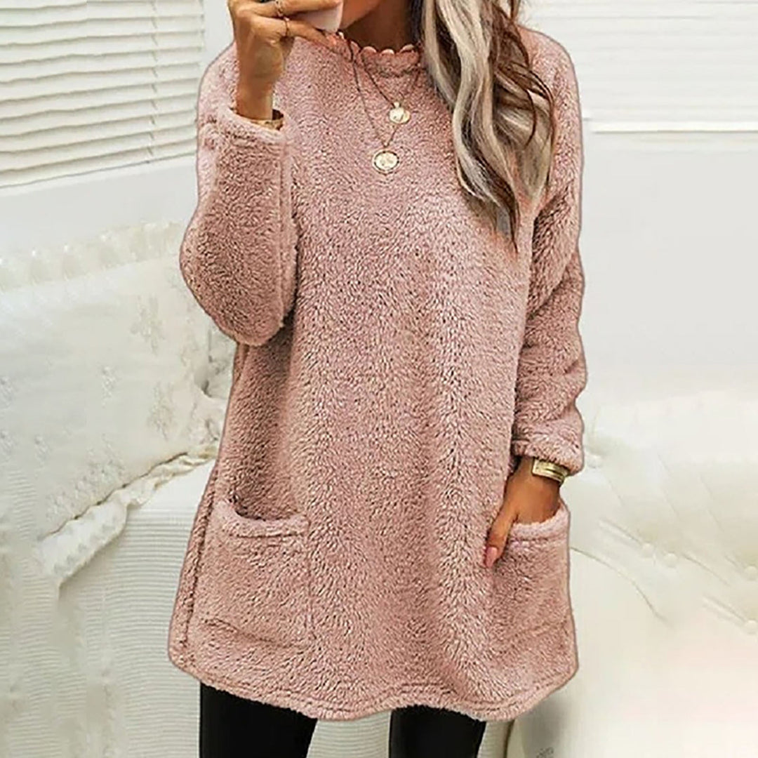 Sabine | Women's Fleece Pocket Long Sleeve Tunic Sweater