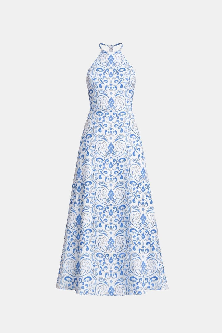 Saskia | Women's Boho Halter Neck Backless Flare Maxi Dress