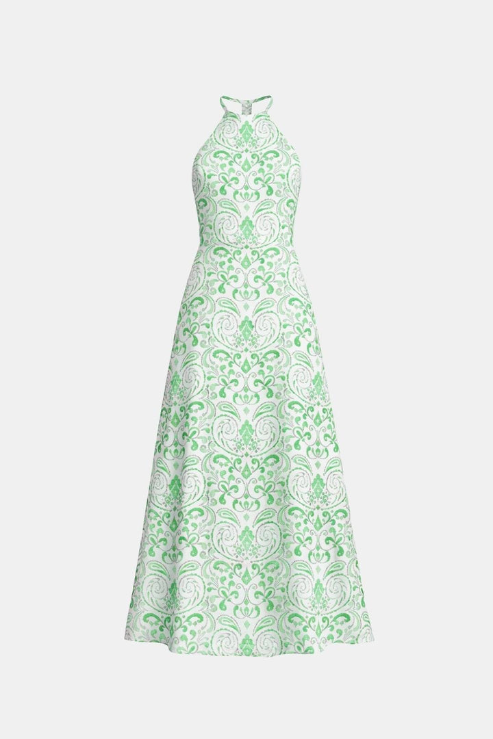 Saskia | Women's Boho Halter Neck Backless Flare Maxi Dress