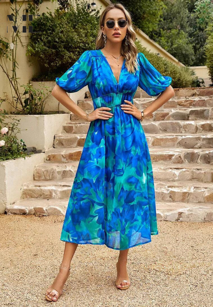 Seraphina | Women's Homecoming Floral V-Neck Midi Dress