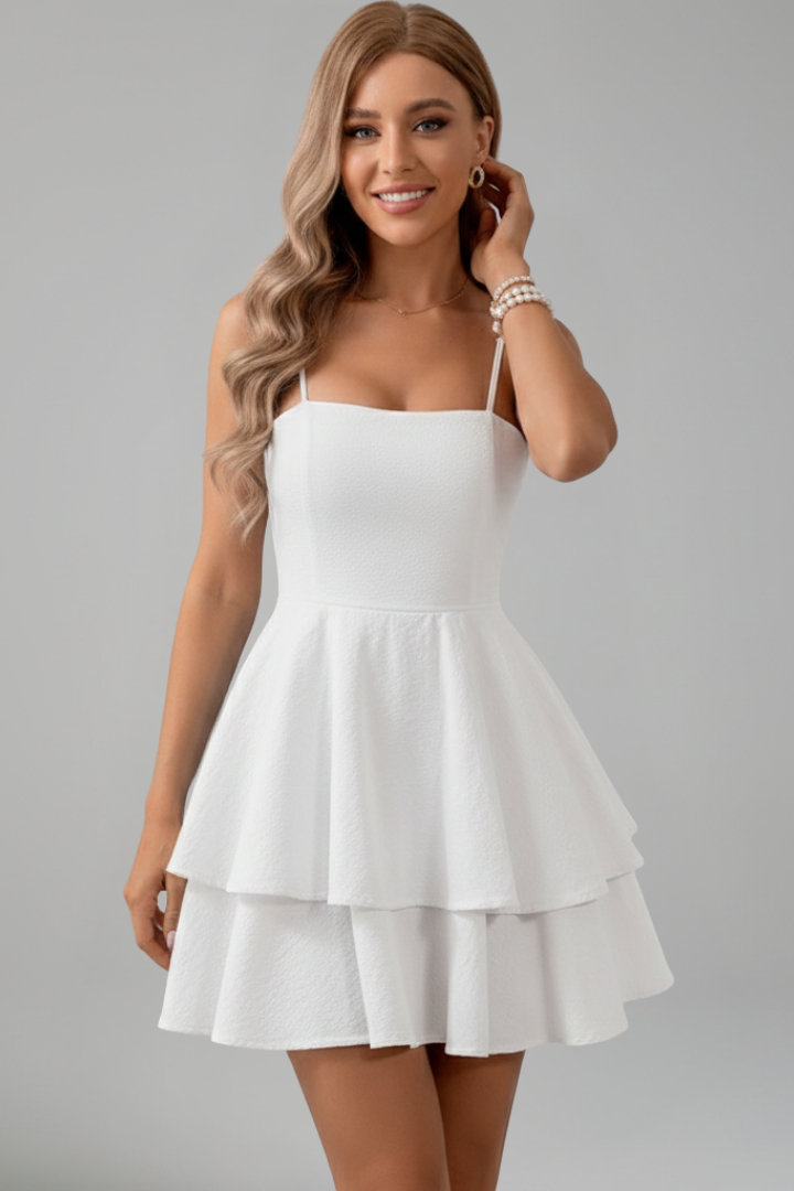 Sienna | Women's Homecoming Ruffle Square-Neck Sleeveless Mini Dress
