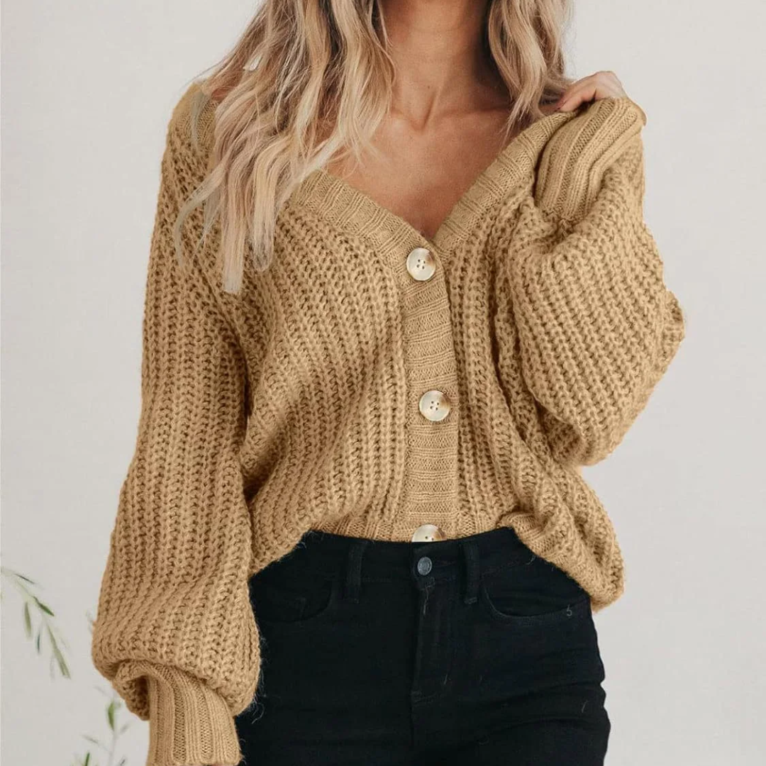 Sienna | Women's Oversized V-Neck Balloon Sleeve Cardigan