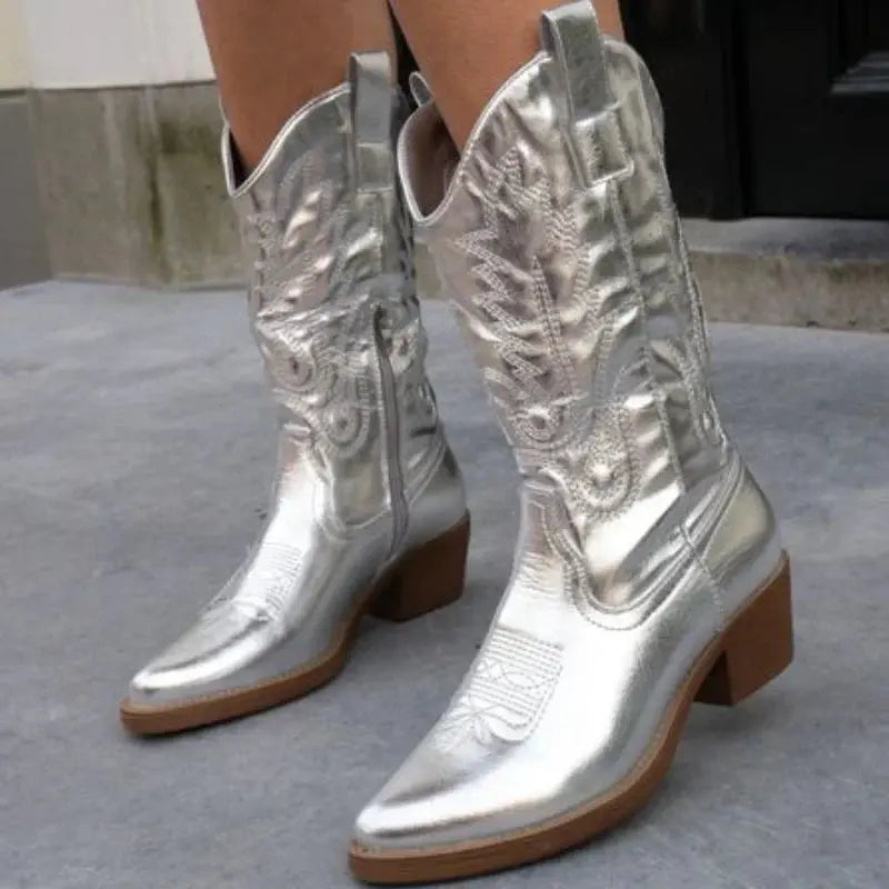 Sloane | Women's Metallic Side-Zip Cowboy Boots