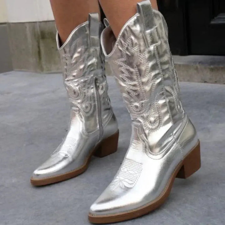 Sloane | Women's Metallic Side-Zip Cowboy Boots