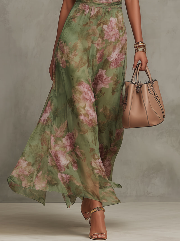 Sophia | Women's Floral Sleeveless Maxi Halter Neck Dress