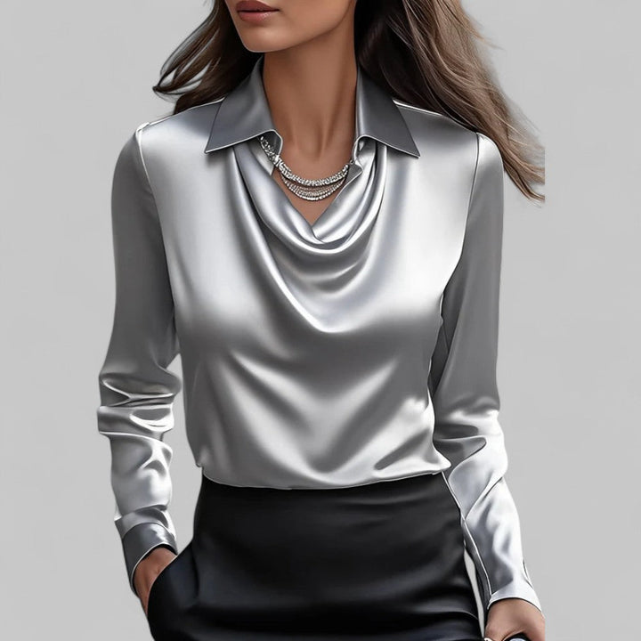 Vivienne | Women's Elegant Metallic Long-Sleeve Blouse