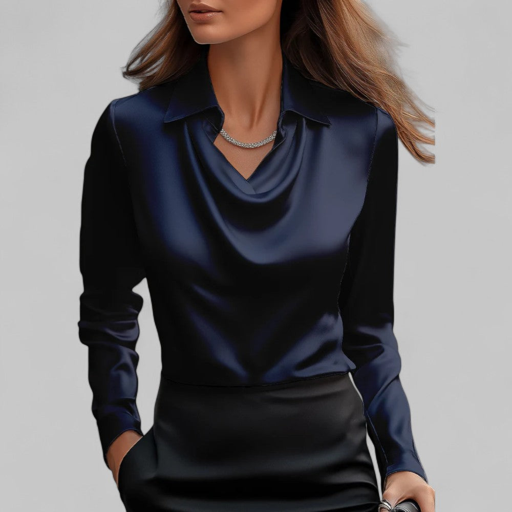 Vivienne | Women's Elegant Metallic Long-Sleeve Blouse