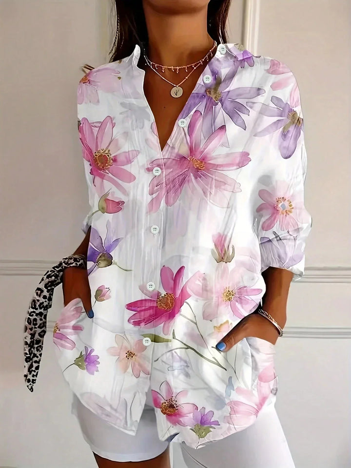 Vivienne | Women's Abstract Printed Long-Sleeve Blouse