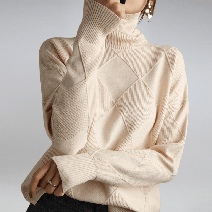 Vivienne | Women's Diamond Quilted Mock Neck Sweater