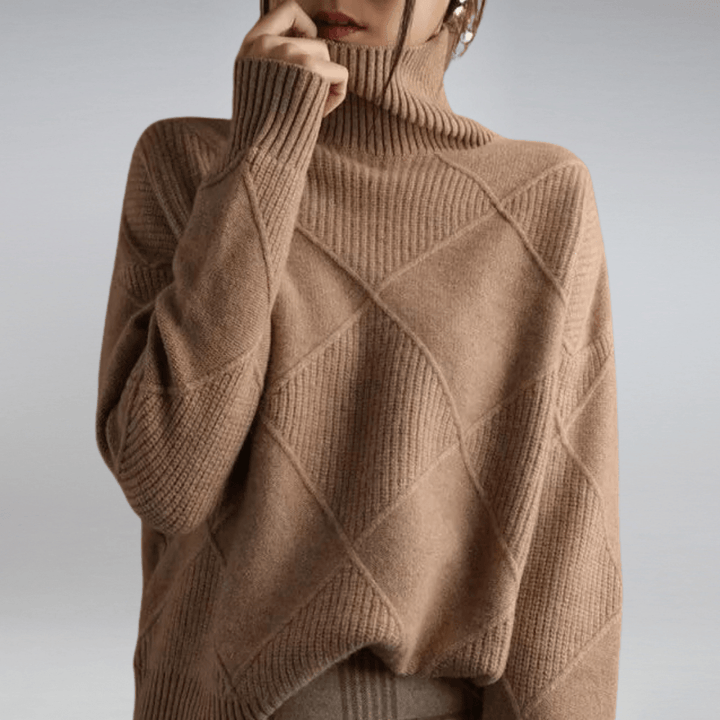 Vivienne | Women's Diamond Quilted Mock Neck Sweater