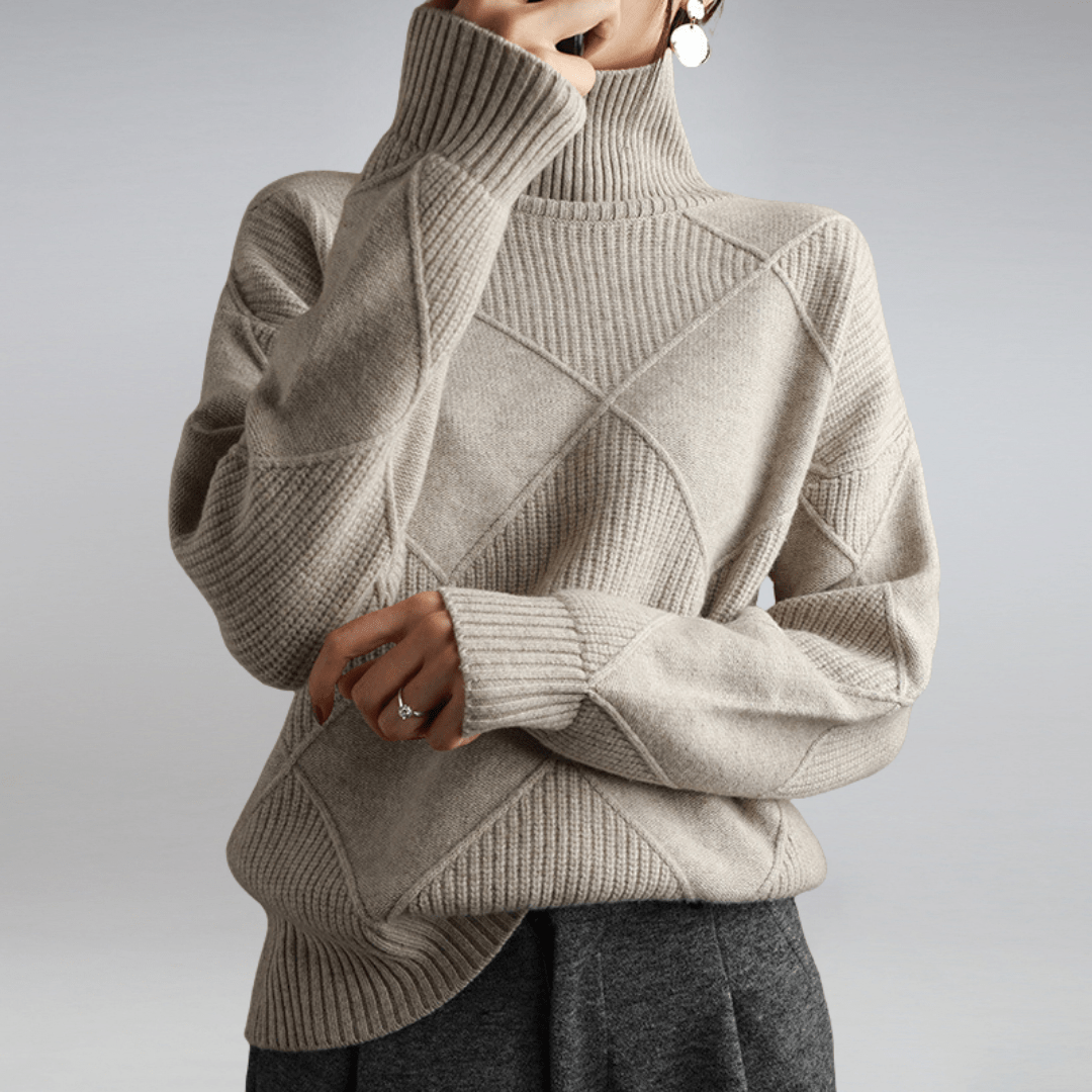 Vivienne | Women's Diamond Quilted Mock Neck Sweater