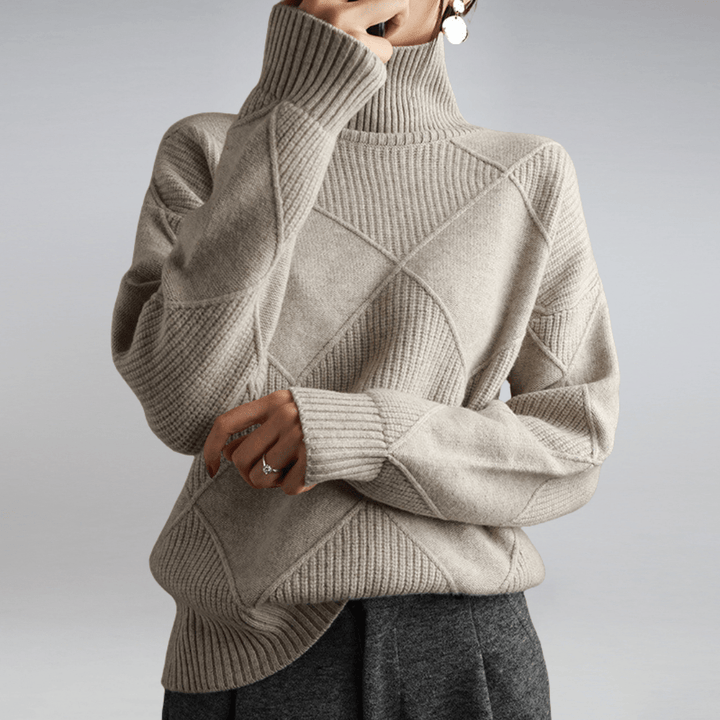 Vivienne | Women's Diamond Quilted Mock Neck Sweater