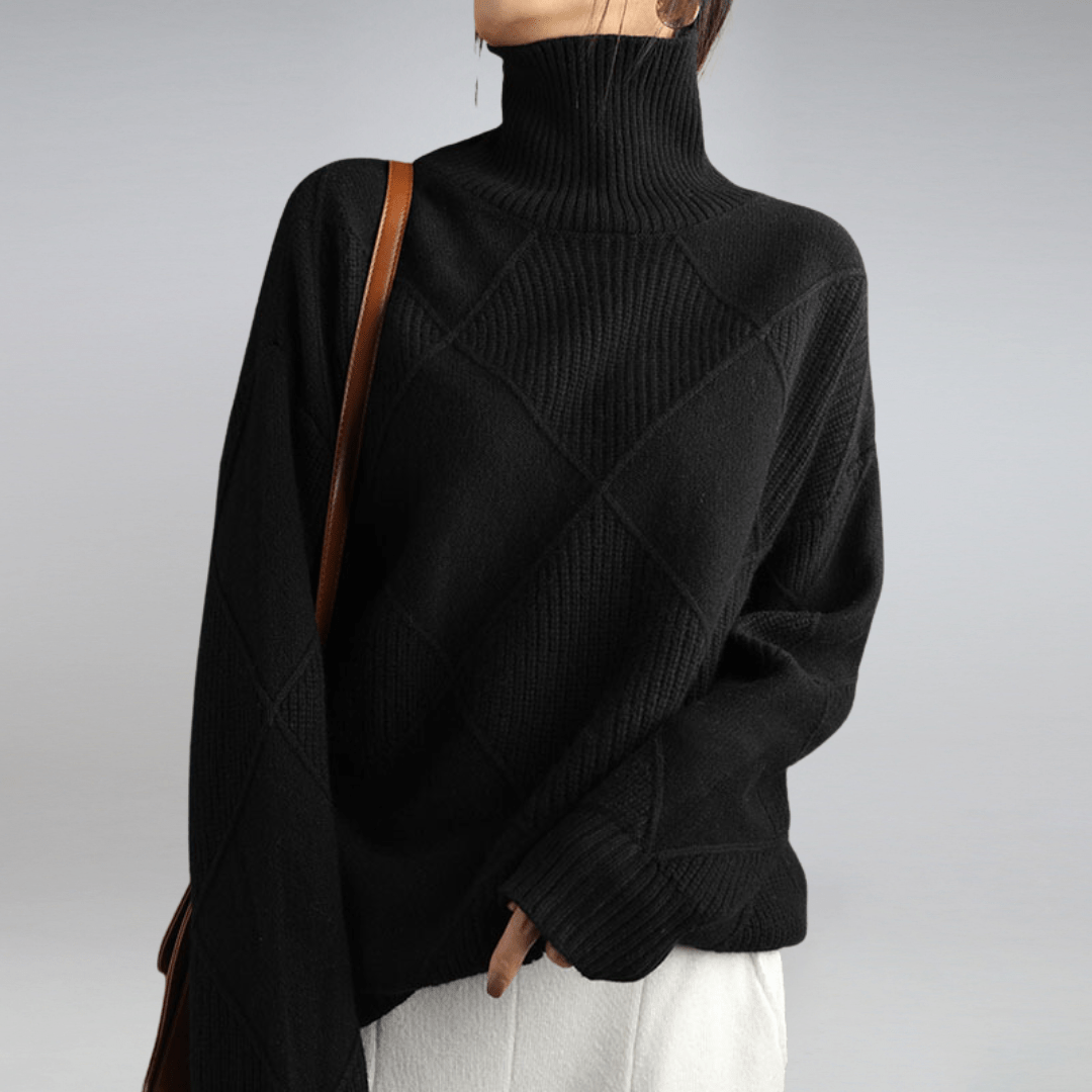 Vivienne | Women's Diamond Quilted Mock Neck Sweater