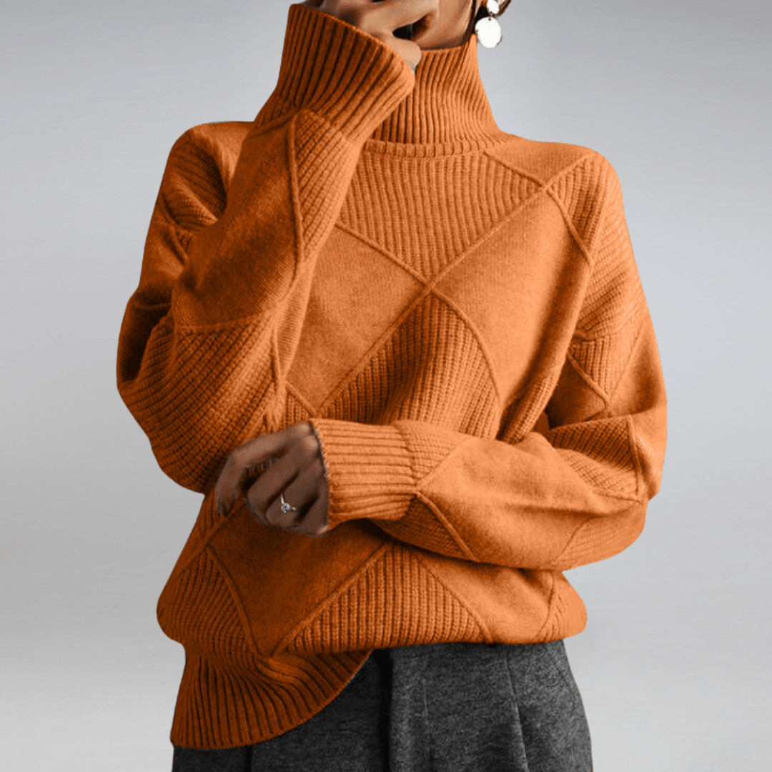 Vivienne | Women's Diamond Quilted Mock Neck Sweater