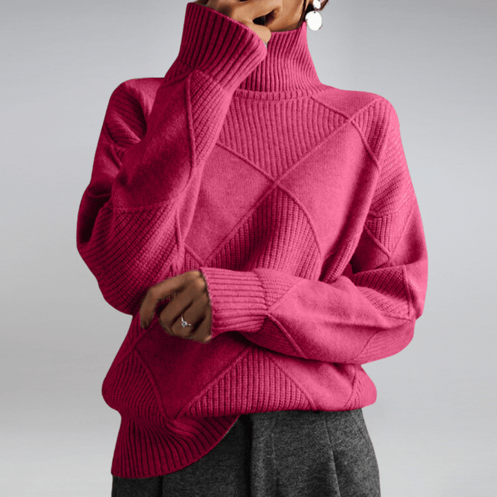 Vivienne | Women's Diamond Quilted Mock Neck Sweater