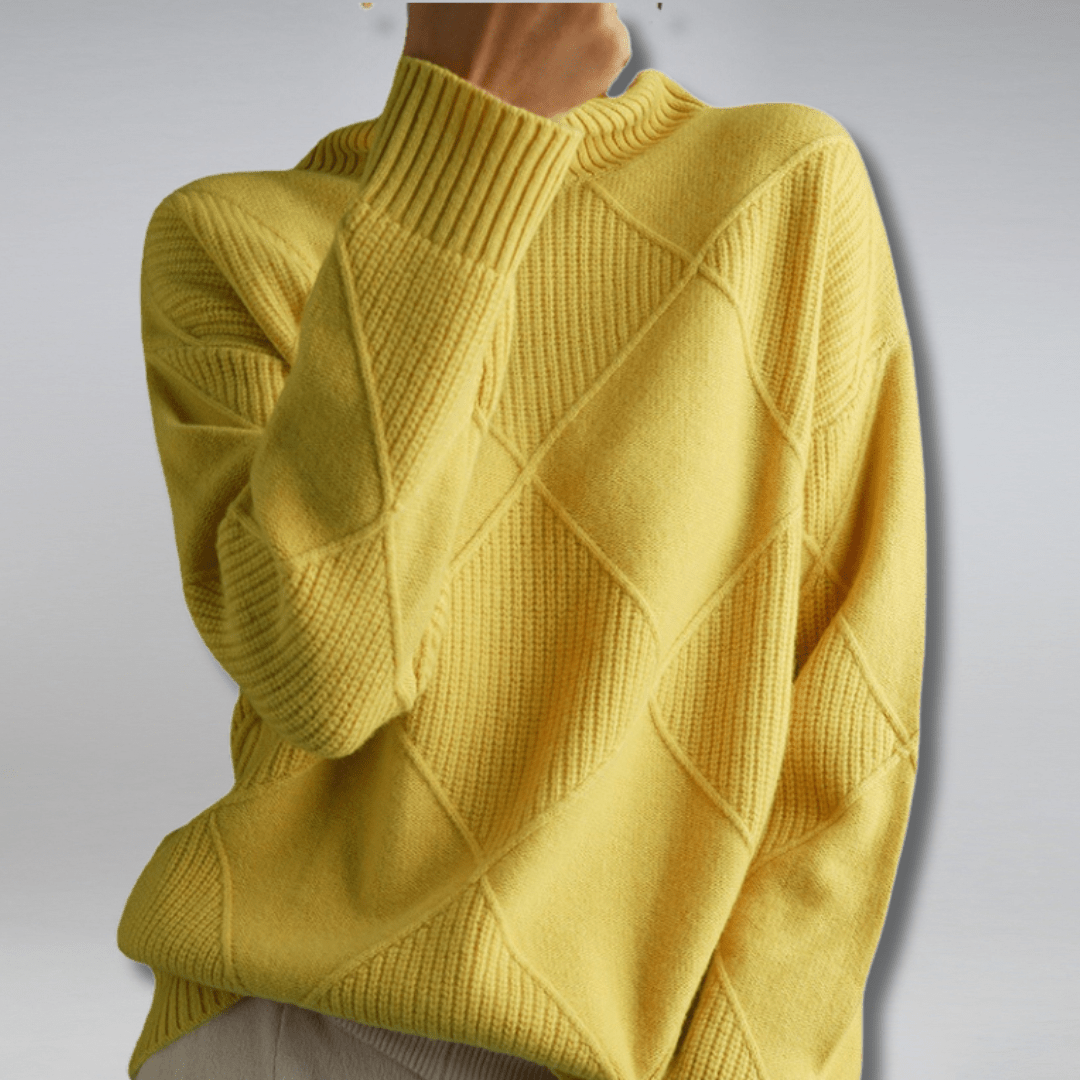 Vivienne | Women's Diamond Quilted Mock Neck Sweater