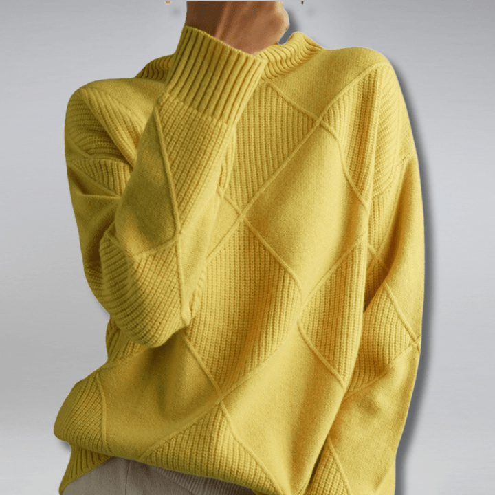 Vivienne | Women's Diamond Quilted Mock Neck Sweater