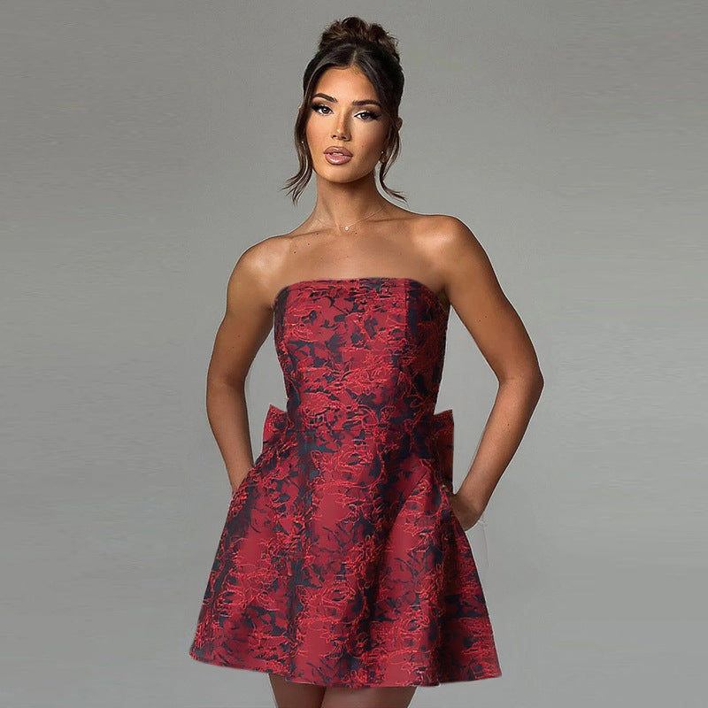 Vivienne | Women's Strapless Bow-Back A-Line Mini Homecoming Dress