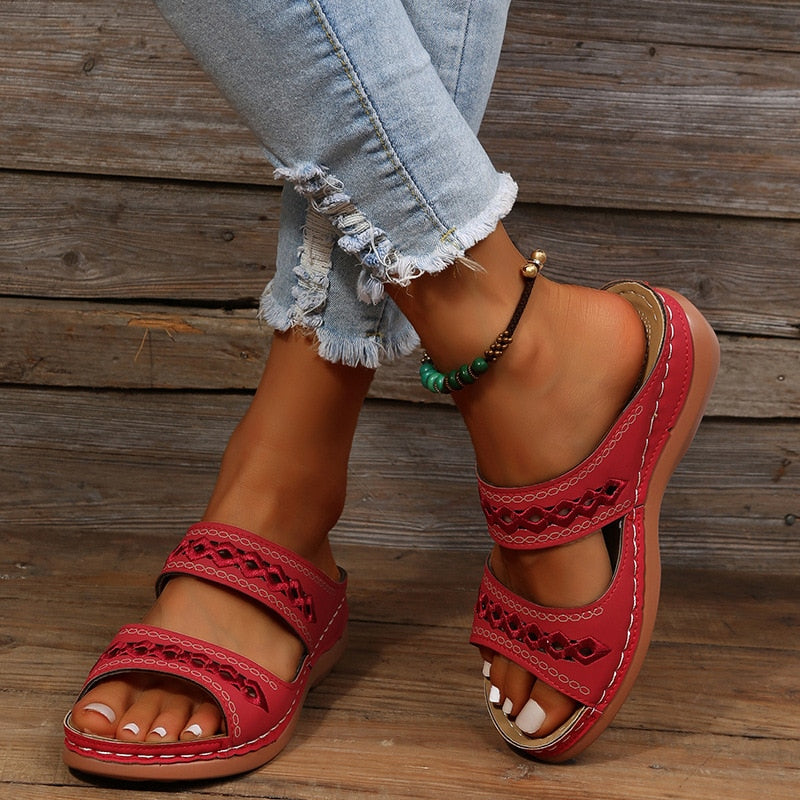 Wren | Women's Boho Orthopedic Double Band Platform Sandals