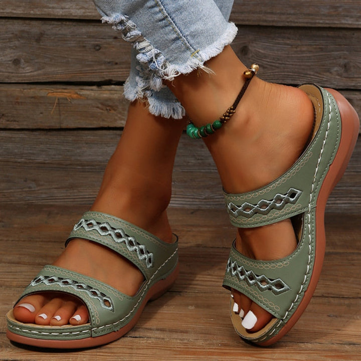 Wren | Women's Boho Orthopedic Double Band Platform Sandals