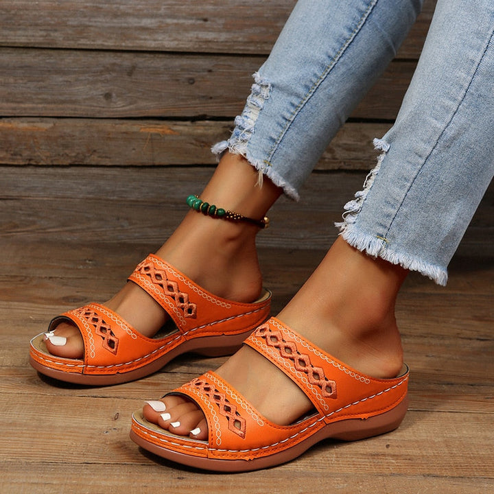 Wren | Women's Boho Orthopedic Double Band Platform Sandals