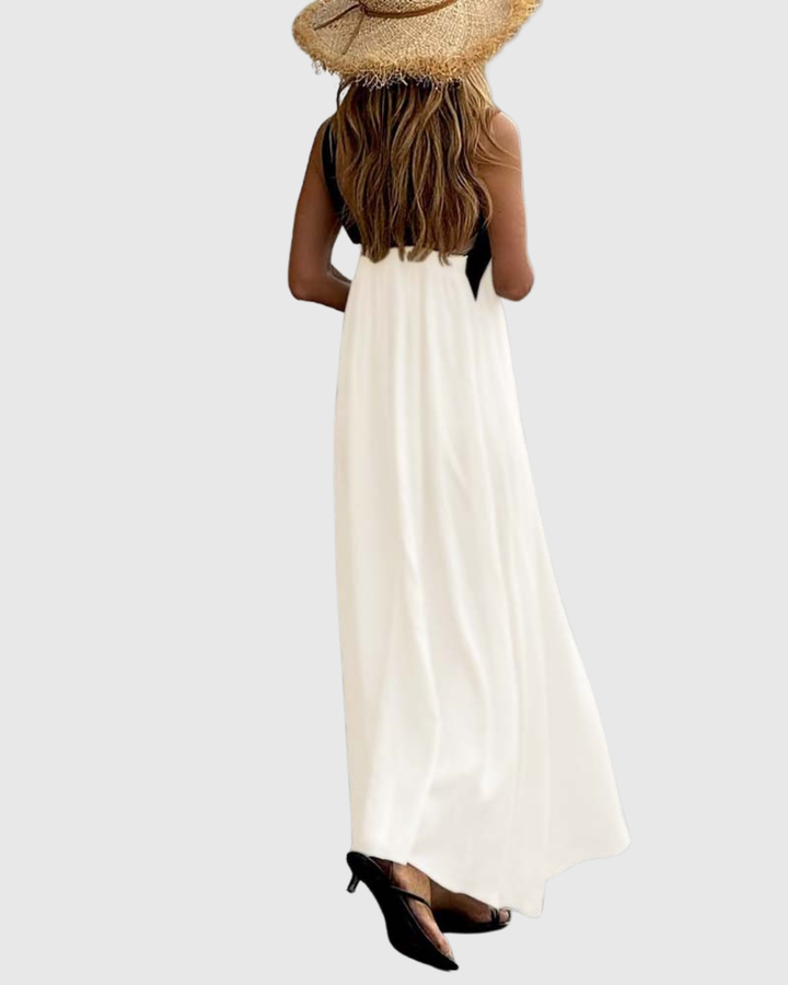 Zaria | Women's Halter Neck Draped Sleeveless Maxi Dress
