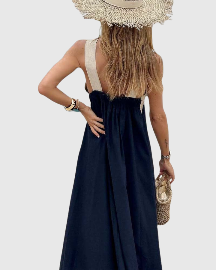 Zaria | Women's Halter Neck Draped Sleeveless Maxi Dress