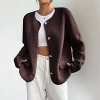 Adeline | Women's Collarless Button Front Knit Cardigan