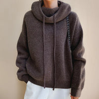 Amara | Women's Cowl Neck Drawstring Hooded Sweater