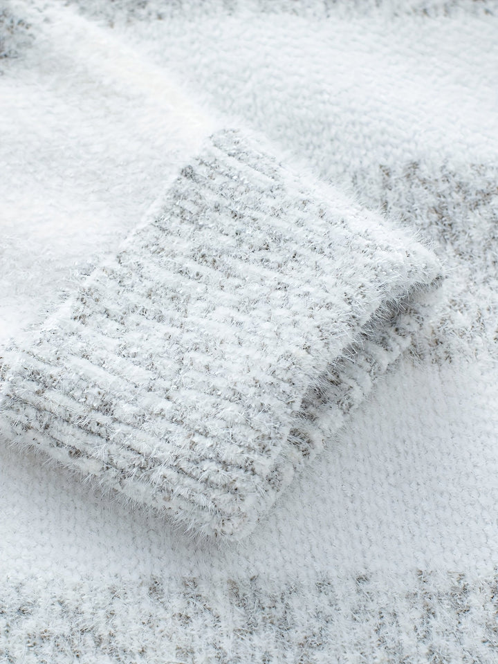 Amara striped turtleneck oversized sweater, sleeve cuff texture detail