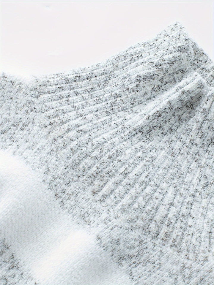 Amara striped turtleneck oversized sweater, collar and knit texture detail