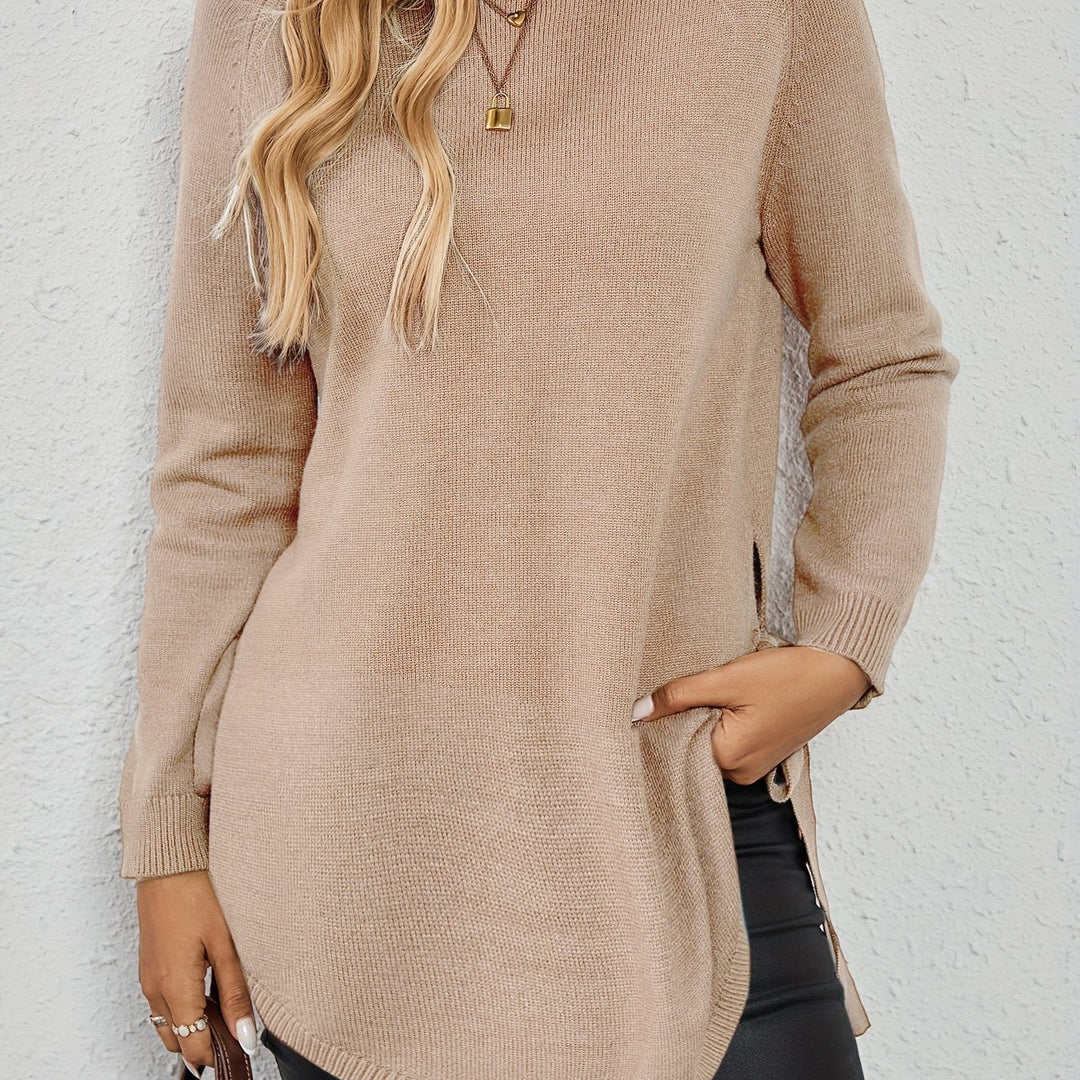 Wilhelmina | Women's Relaxed Side Slit Longline Sweater