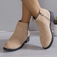 Bettina | Women's Side Zip Round Toe Ankle Boots