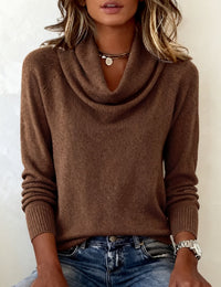 Bianca | Women's Cowl Neck Long Sleeve Knit Sweater