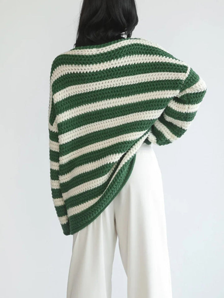 Bridget striped chunky knit oversized sweater, back view