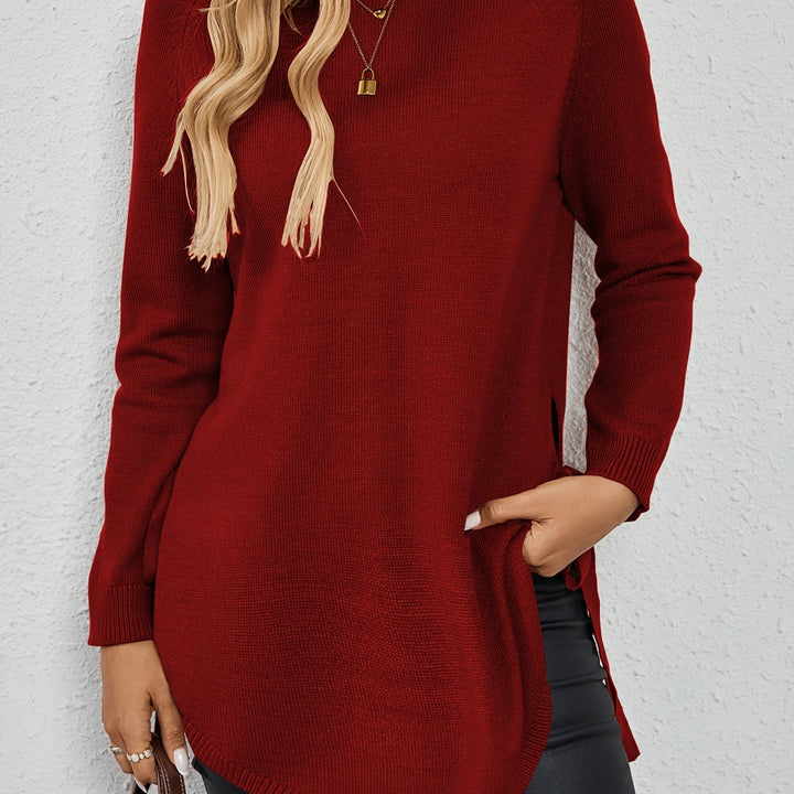 Wilhelmina | Women's Relaxed Side Slit Longline Sweater