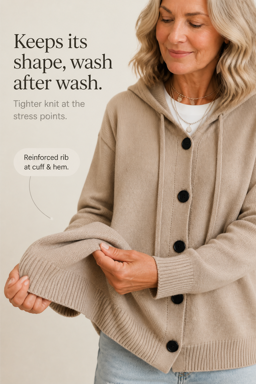 Marguerite | Women's Ribbed Drawstring Hooded Cardigan