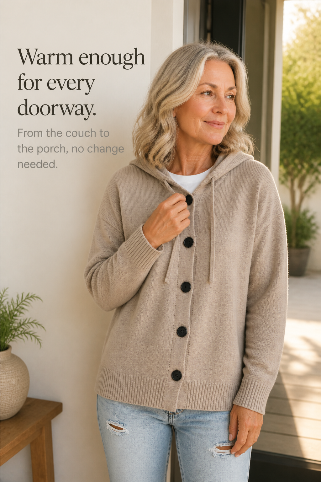Marguerite | Women's Ribbed Drawstring Hooded Cardigan