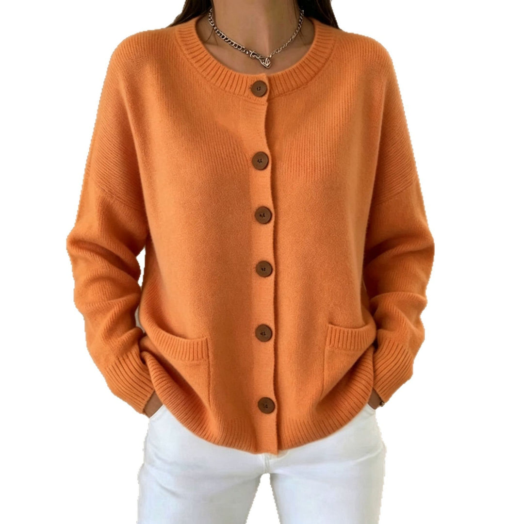 Cordelia button front pocket cardigan in black, front view