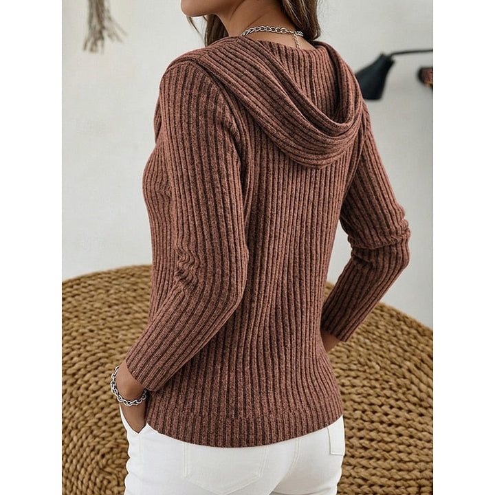 Cordelia cowl neck ribbed knit sweater in peacock blue, front view