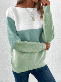 Delphine | Women's Color Block Ribbed Knit Sweater