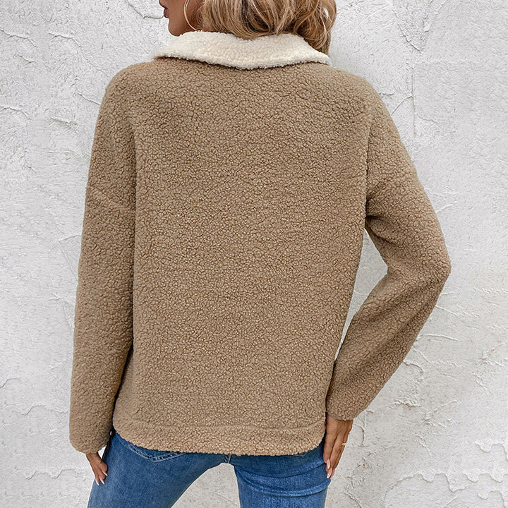 Delphine sweater back view showing plush fabric texture