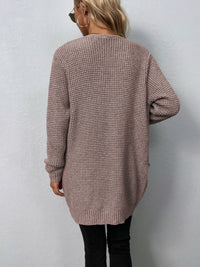 Delphine | Women's Open Front Long Waffle Knit Cardigan