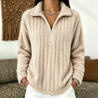 Delphine | Women's Quarter-Zip Ribbed Pullover Sweater